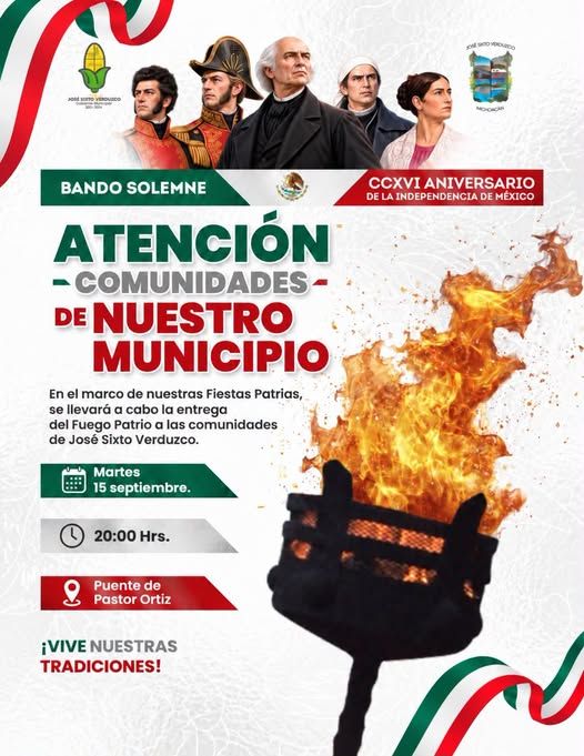 ¡Atención Comunidades de José Sixto Verduzco!